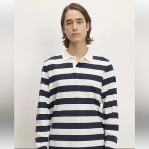 Men’s Everlane premium weight rugby shirt in navy and bone